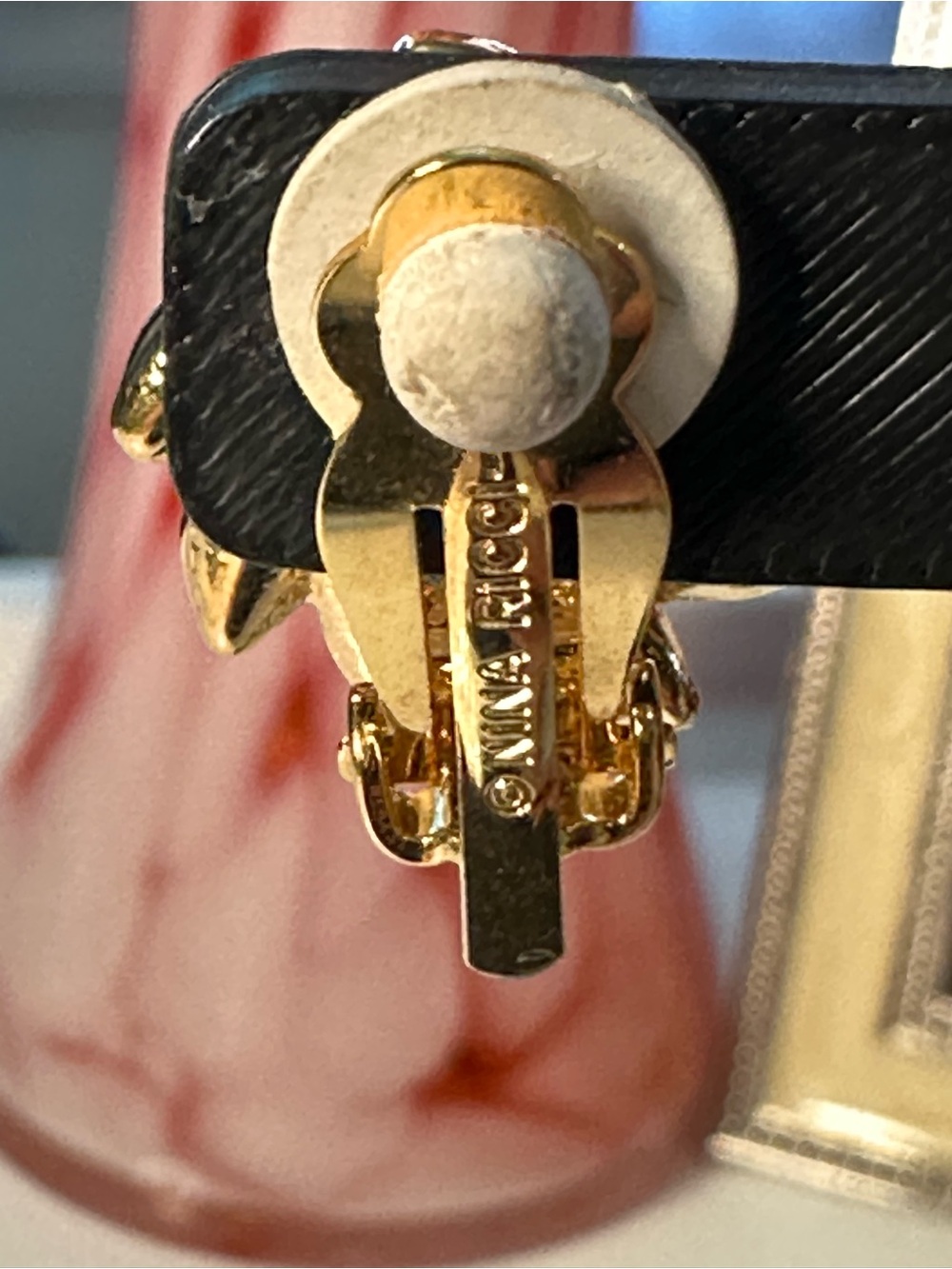 Vintage Nina Ricci Faux Pearl Rhinestone Clip-On Earrings Gold Plated - Picture 11 of 12